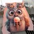 Cute owl with big eyes holding an ice cream bedding set