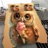 Cute owl with big eyes holding an ice cream bedding set