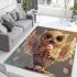 Cute owl with big eyes holding an ice cream area rugs carpet