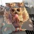 Cute owl with big eyes holding an ice cream bedding set