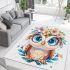 Cute owl with flowers on its head area rugs carpet