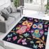 Cute owls in love colorful butterflies and flowers area rugs carpet