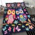 Cute owls in love colorful butterflies and flowers bedding set