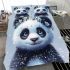 Cute panda blue eyes white fur with black patterns bedding set