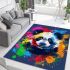 Cute panda in the style of rainbow paint splash area rugs carpet