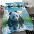 Cute panda is playing in the water bedding set