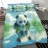Cute panda is playing in the water bedding set
