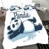 Cute panda lying on its back simple lines bedding set