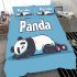 Cute panda lying on its back simple lines bedding set