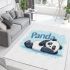 Cute panda lying on its back simple lines area rugs carpet