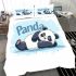 Cute panda lying on its back simple lines bedding set