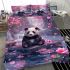 Cute panda sitting on a stone bedding set