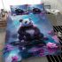 Cute panda sitting on a stone bedding set