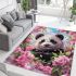 Cute panda surrounded among blooming cherry blossoms area rugs carpet