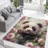 Cute panda surrounded among blooming cherry blossoms area rugs carpet