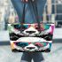 Cute panda wearing colorful glasses leather tote bag