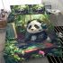 Cute panda wearing headphones bedding set