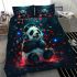 Cute panda wearing headphones bedding set