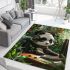 Cute panda wearing headphones area rugs carpet