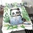 Cute panda wearing headphones and playing computer bedding set