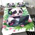 Cute panda wearing headphones and playing computer bedding set