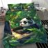 Cute panda wearing headphones bedding set