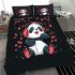 Cute panda wearing headphones is listening to music bedding set