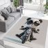 Cute panda wearing sunglasses and leather rides area rugs carpet