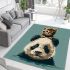 Cute panda with cat on its head area rugs carpet