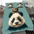 Cute panda with cat on its head bedding set