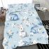 Cute pastel blue bunnies and floral pattern bedding set