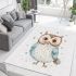 Cute pastel watercolor illustration of an owl area rugs carpet