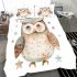 Cute pastel watercolor illustration of an owl bedding set
