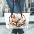 Cute pigs with dream catcher leather tote bag