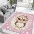 Cute pink and white polka dot background with stars area rugs carpet