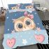Cute pink cartoon border background with stars bedding set
