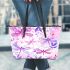 Cute pink dragonflies leather tote bag