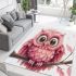 Cute pink owl cartoon character area rugs carpet