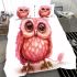 Cute pink owl cartoon character clip art bedding set
