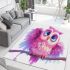 Cute pink owl cartoon character clip art area rugs carpet