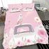 Cute pink owl sitting on top of the car bedding set