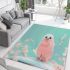 Cute pink owl sitting on top of the car area rugs carpet