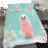 Cute pink owl sitting on top of the car bedding set