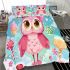 Cute pink owl with a bow on its head bedding set