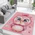 Cute pink owl with a bow on its head area rugs carpet