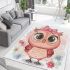 Cute pink owl with a bow on its head area rugs carpet
