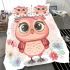 Cute pink owl with a bow on its head bedding set