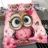 Cute pink owl with a bow on its head 24 bedding set