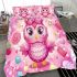 Cute pink owl with a bow on its head bedding set