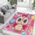 Cute pink owl with a bow on its head area rugs carpet